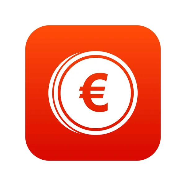 Monedas euro icono rojo digital — Vector de stock