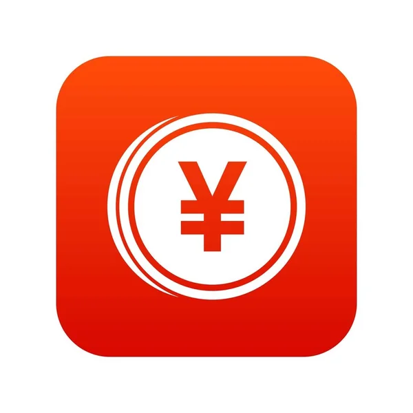 Coin yen icon digital red — Stock Vector