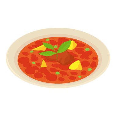 Domates çorbası ikonu, izometrik stil