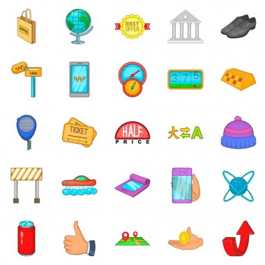 Online taksi Icons set, karikatür tarzı