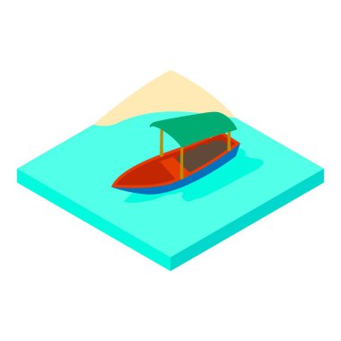 Su üstünde kutsal kişilerin resmi, izometrik stil tekne