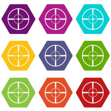 Renk altı yüzlü amaç Icon set