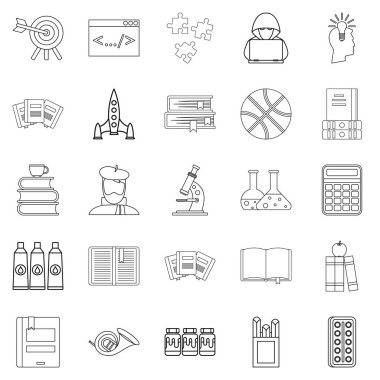 Egzersiz Icons set, anahat stili