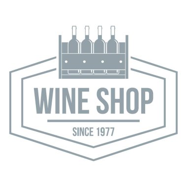 Şarap dükkanı logosu, basit gri tarzı
