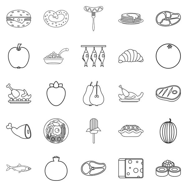 Conjunto de iconos de hobby gastronómico, estilo de esquema — Vector de stock