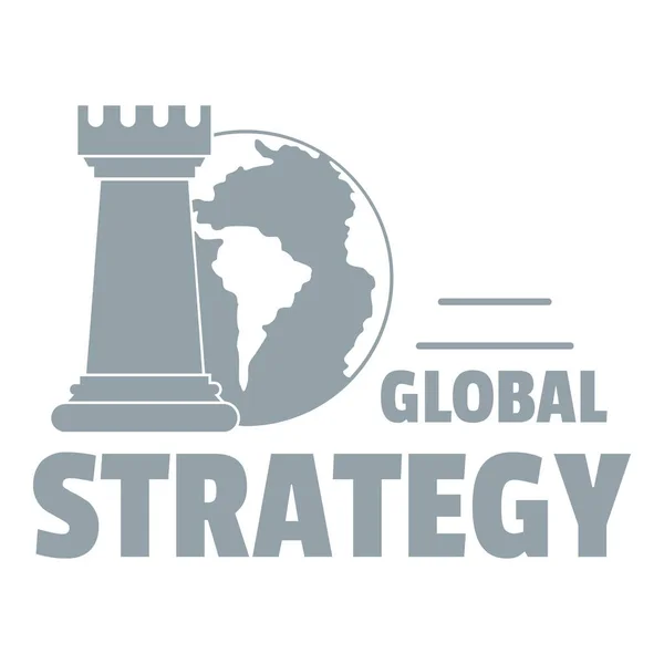 Globale strategie-logo, eenvoudige grijze stijl — Stockvector