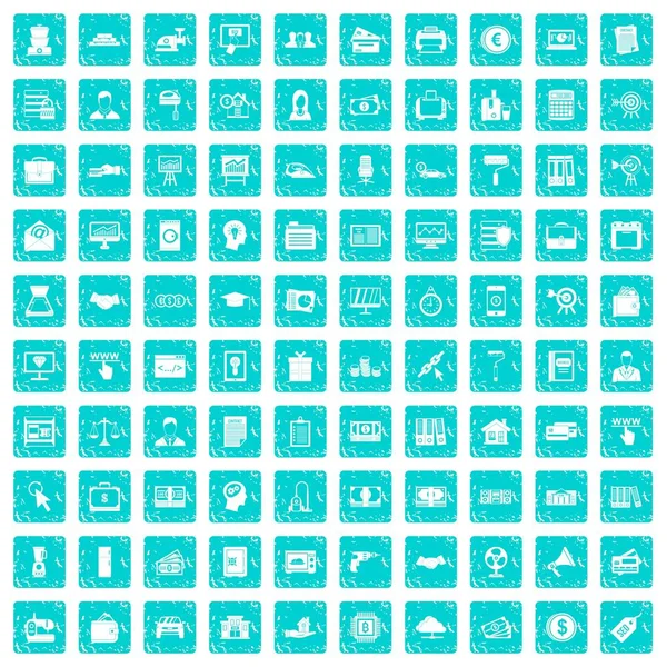 100 icônes de prêt bleu grunge — Image vectorielle