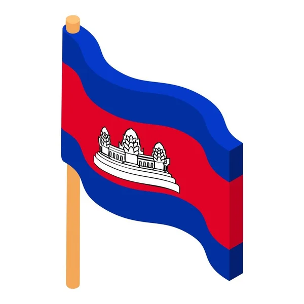 Icône drapeau du Cambodge, style isométrique — Image vectorielle