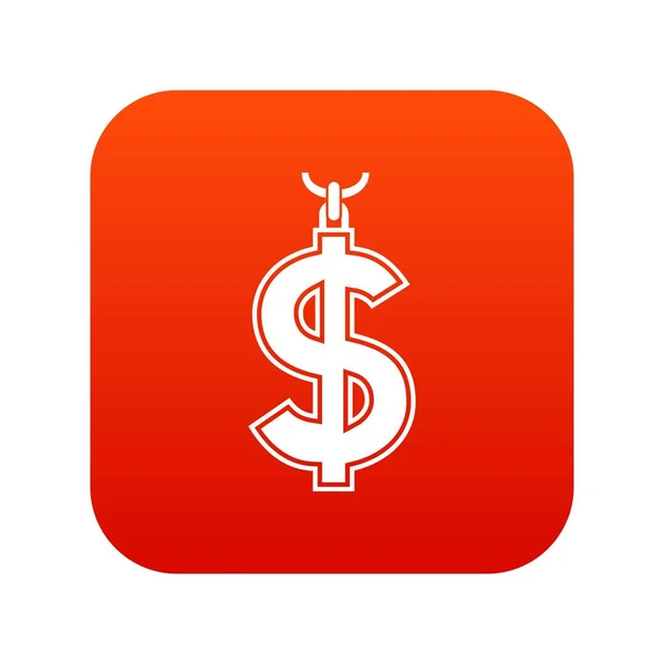 Doları sembol simge dijital kırmızı kolye — Stok Vektör