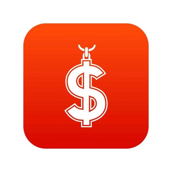 Halskette des Dollarsymbols Symbol digital rot — Stockvektor