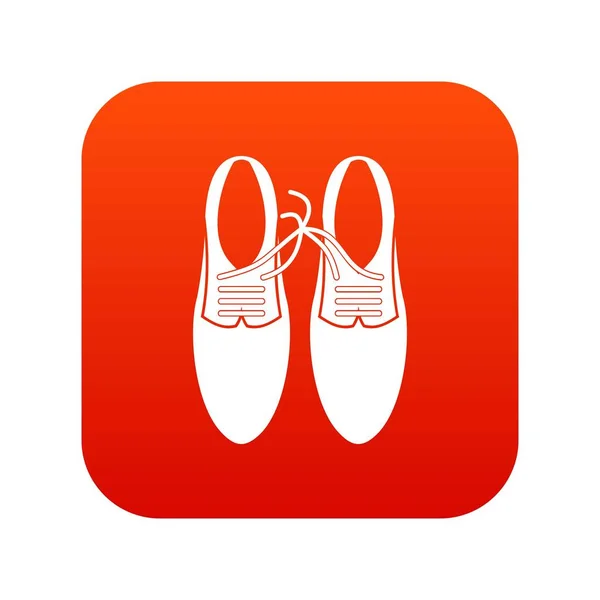 Atado cordones en zapatos broma icono digital rojo — Vector de stock