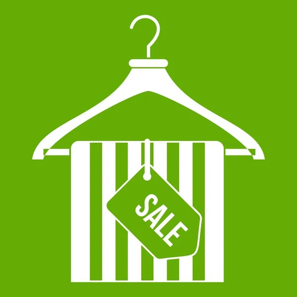 Hanger with sale tag icon green — Stock Vector