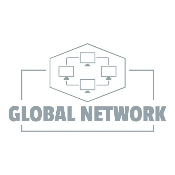 Globales Netzwerk-Logo, einfacher grauer Stil — Stockvektor