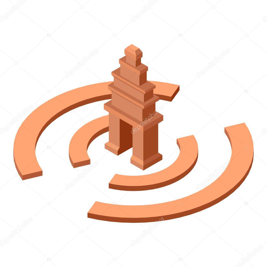 Cambodia temple icon, isometric style