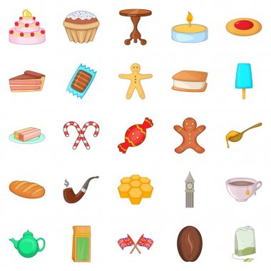 Tatlı çay Icons set, karikatür tarzı