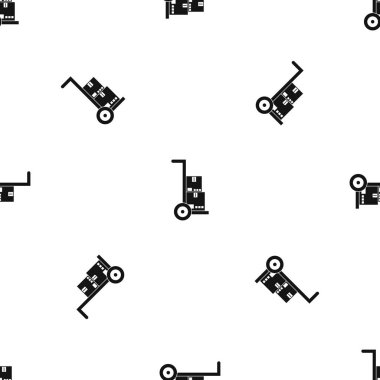 El arabası ile kartonlar desen sorunsuz siyah