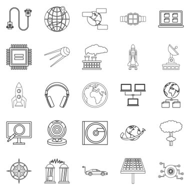 Dünya Icons set ileri, anahat stili