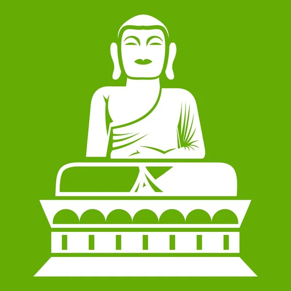 Buddha statue icon green — Stock Vector