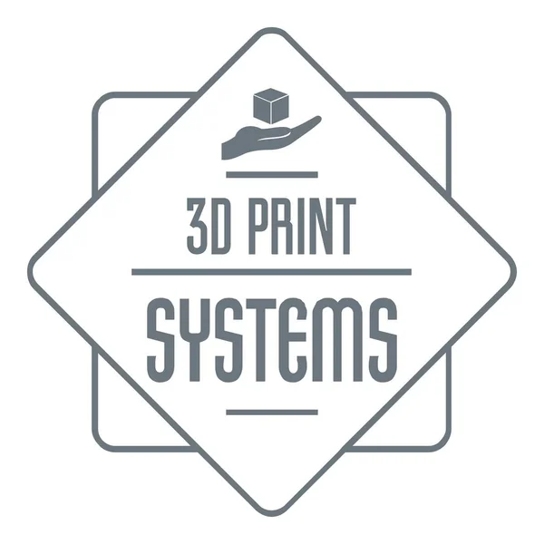 Logotipo de impresión 3d de sistemas, estilo gris simple — Vector de stock