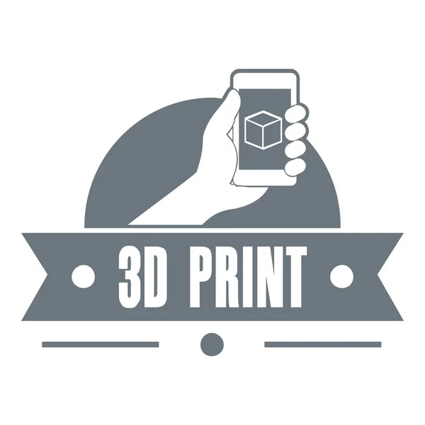 Logotipo de impresión 3D creativa, estilo gris simple — Vector de stock