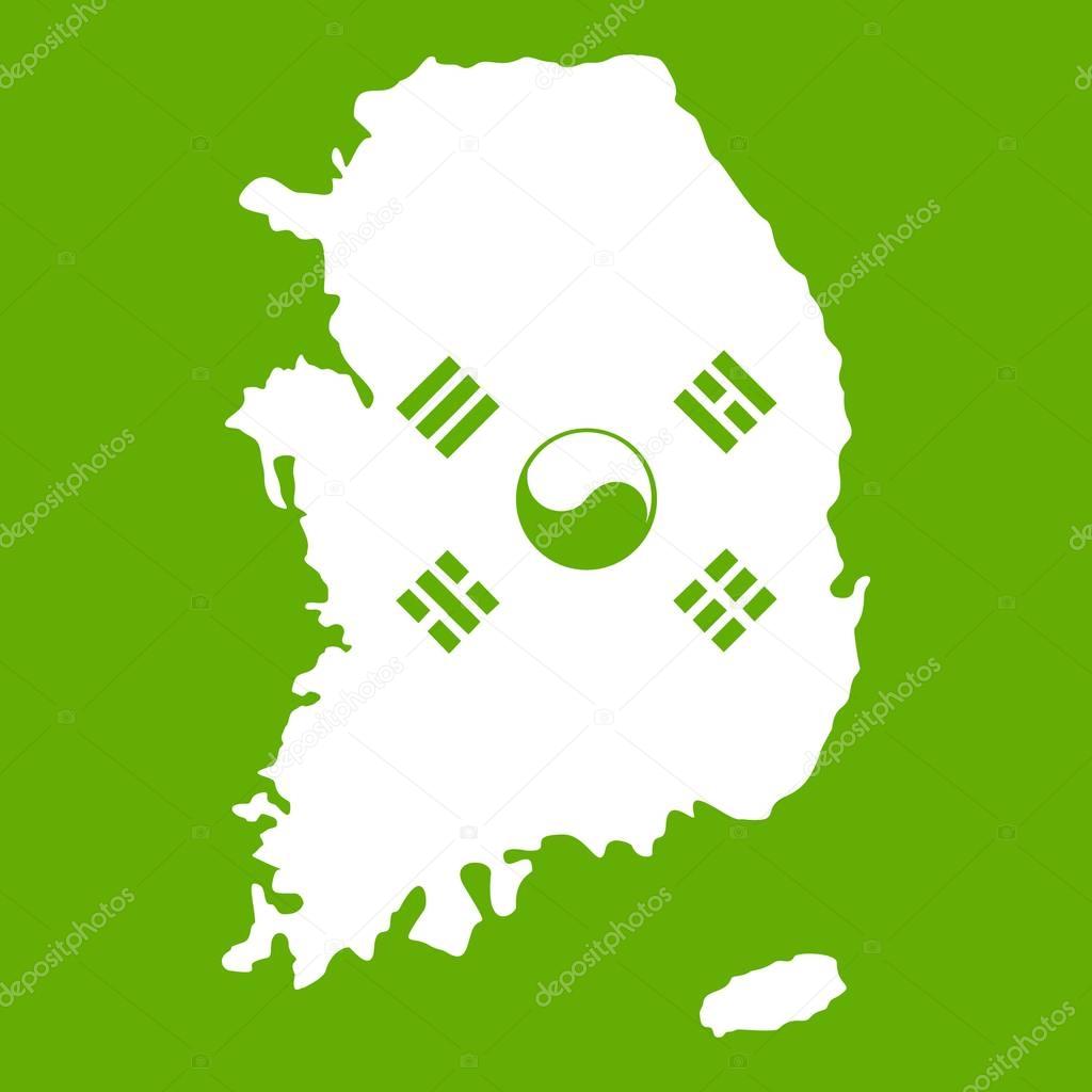 South Korea map with flag icon green