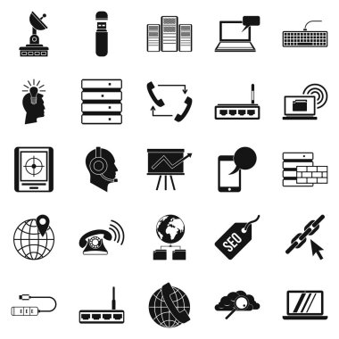 Telekomünikasyon Icons set, basit tarzı