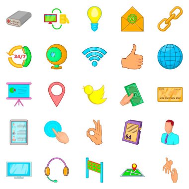 Küresel bilgi Icons set, karikatür tarzı