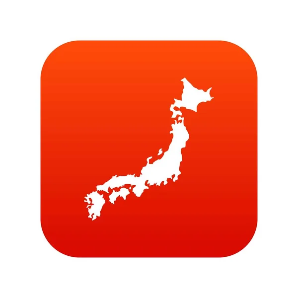 Mapa Japonska ikonu digitální červená — Stockový vektor