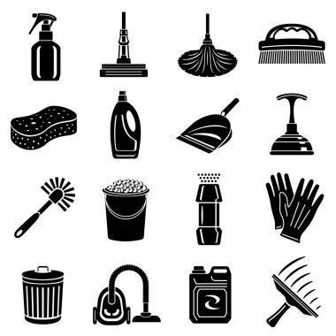 Temizlik Icons set, basit tarzı