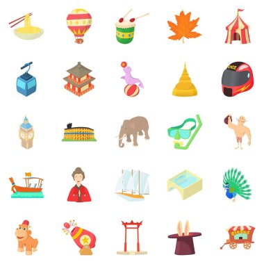 Neşeli cazibe Icons set, karikatür tarzı