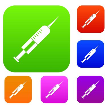 İğne set renk koleksiyonu ile şırınga