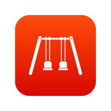 Ahşap salıncaklar ipleri simgesi dijital kırmızı üzerinde asılı