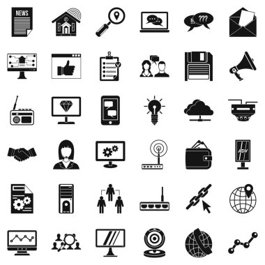 Destek Icons set, basit tarzı