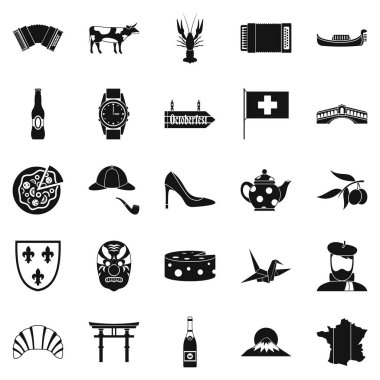 Keşif Icons set, basit tarzı