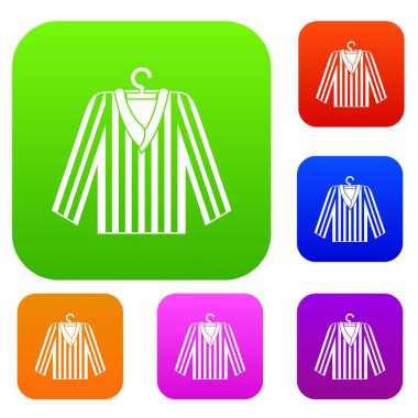 Çizgili pijama gömlek renk koleksiyonu ayarla