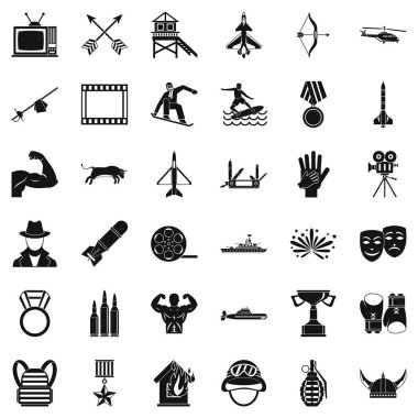 Kahraman Icons set, basit tarzı