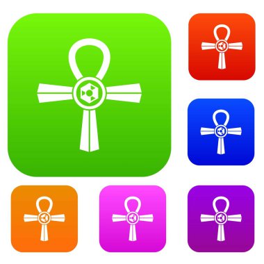 Mısır Ankh sembolü renk koleksiyonu ayarla