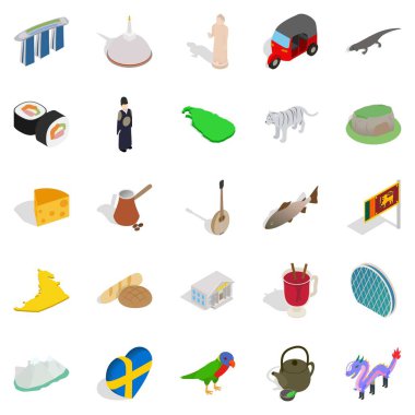 Görme Icons set, izometrik stili