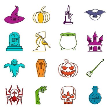 Cadılar Bayramı simgeler kümesi doodle