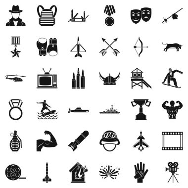 Snowboard Icons set, basit tarzı
