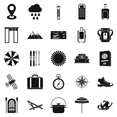 Turist yardım Icons set, basit tarzı