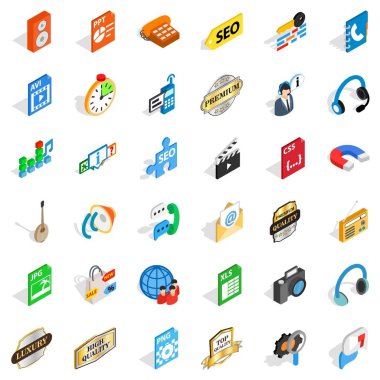 Telefon Icons set, izometrik stili