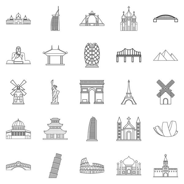 Recreation area icons set, outline style — Stock Vector