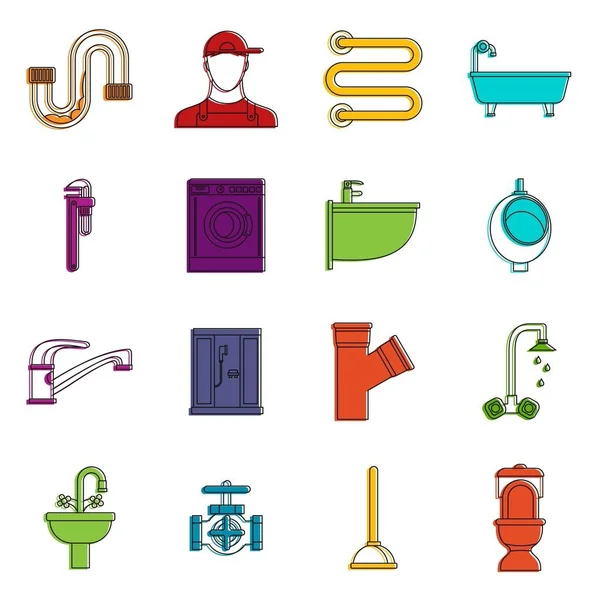 Vízvezeték ikonok, doodle készlet — Stock Vector