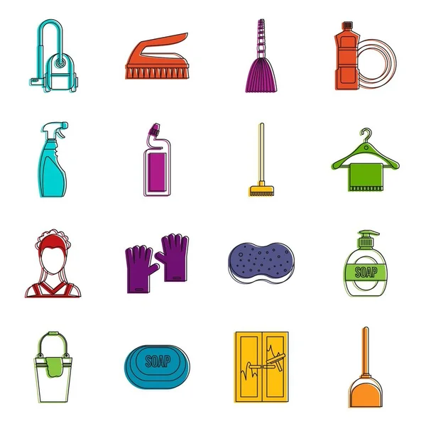 House cleaning icons doodle set — Stock Vector
