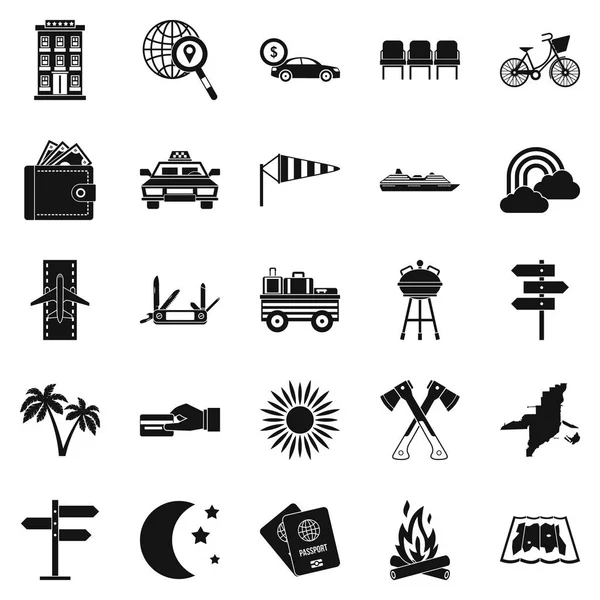 Turistik hizmet Icons set, basit tarzı — Stok Vektör