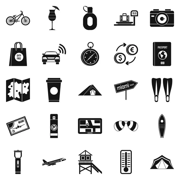 Conjunto de iconos de viaje turístico, estilo simple — Vector de stock
