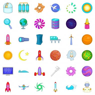 Yüksek teknoloji Icons set, karikatür tarzı