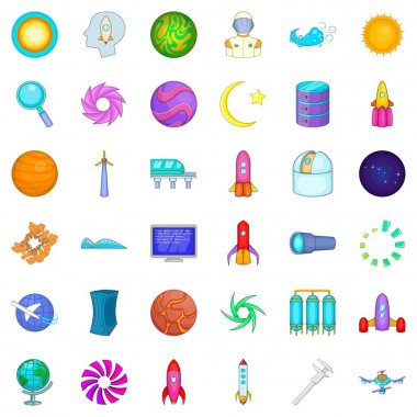 Roket Icons set, karikatür tarzı