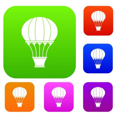 Sıcak hava balonu sepeti ile renk koleksiyonu ayarla